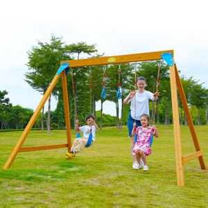 Wooden A-Frame Swing Set Trapeze Rings & DIY Attachments Backyard Playground for Kids & Adults ASTM Certified Playset