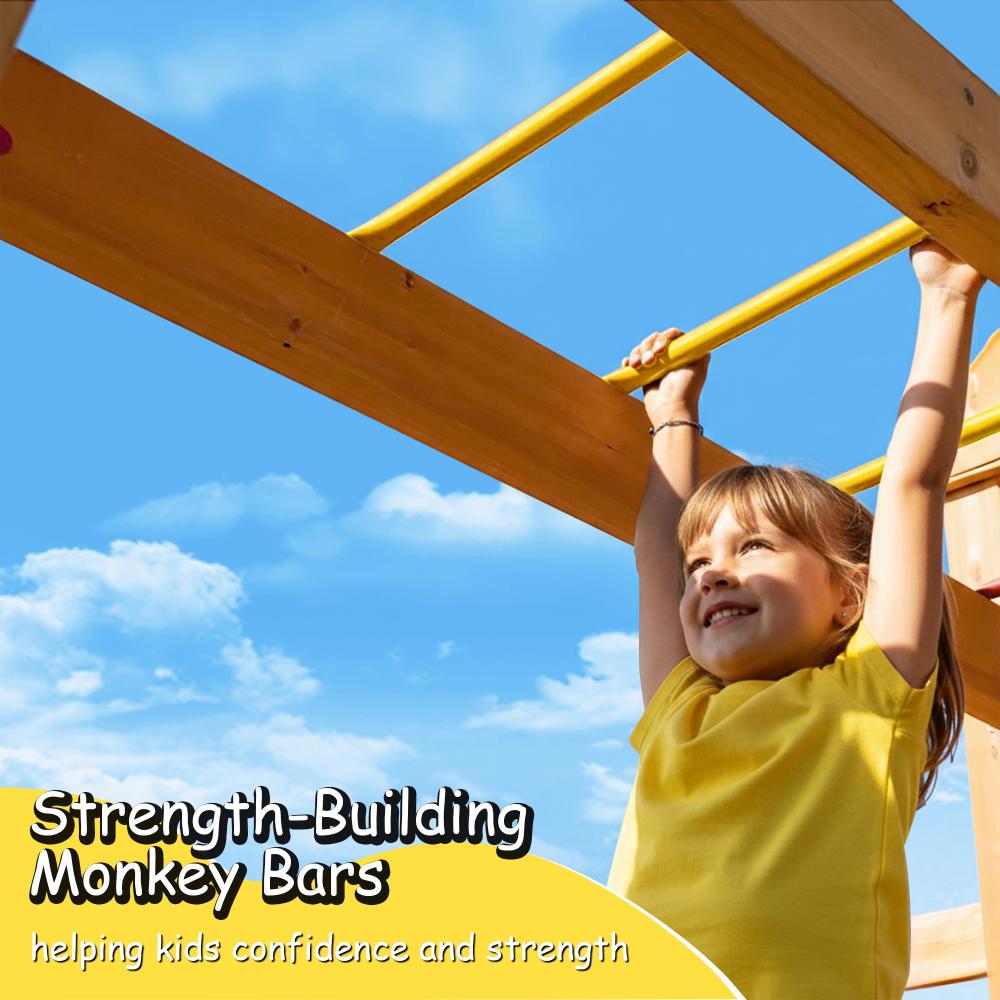 Wholesale Wooden Swing Set with Monkey Bars & Wood Canopy | OEM/ODM Backyard Playset for Ages 3-6