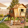 Whimsical Raised Wooden Playhouse with Slide | Custom Kids Backyard Treehouse Factory