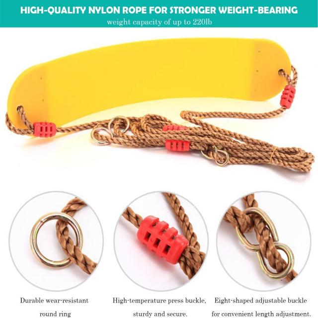 Belt Swing Seat for Kids – Heavy Duty Playground Swing with Adjustable Rope, Snap Hooks & Finger-Safe Design