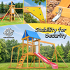 Wooden Swing Set Factory Direct – All-in-One Backyard Playset with Slide, Monkey Bars, Climbing Wall & Swings