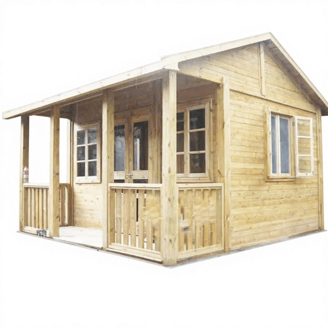 Heavy-Duty Wooden Garden House Cabin with Porch | Outdoor Tool House Storage Shed & Timber Workshop