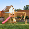 Large Wooden Swing Set Playground with Playhouse Slide Monkey Bars & Climbing Ladder – Kids Outdoor Adventure Playhouse
