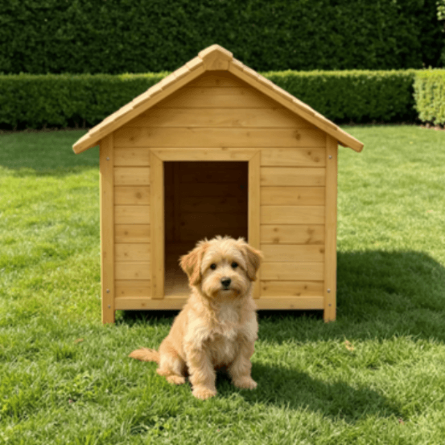 Premium Solid Wood Dog House | Weatherproof Outdoor Dog Kennel & Pet House for Backyard