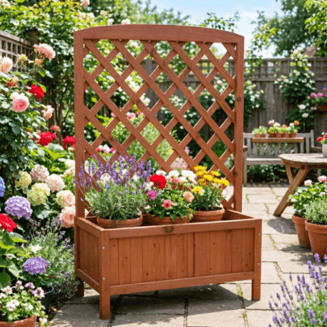 Wooden Flower Planter box Freestanding
