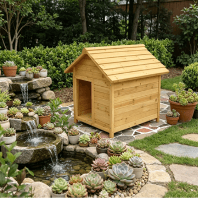 Premium Solid Wood Dog House | Weatherproof Outdoor Dog Kennel & Pet House for Backyard