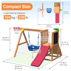 Wooden Backyard Playset with Toddler Swing Set & Slide