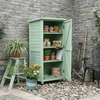 Solid Wood Garden Storage Cabinet - Outdoor Wooden Tool Shed with 4-Tier Shelves