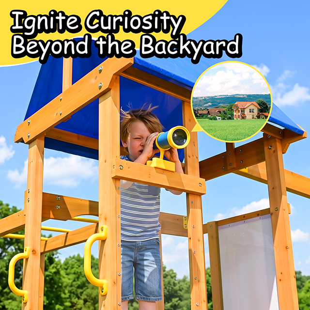 Wooden Swing Set Factory Direct – All-in-One Backyard Playset with Slide, Monkey Bars, Climbing Wall & Swings
