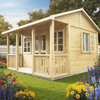 Heavy-Duty Wooden Garden House Cabin with Porch | Outdoor Tool House Storage Shed & Timber Workshop