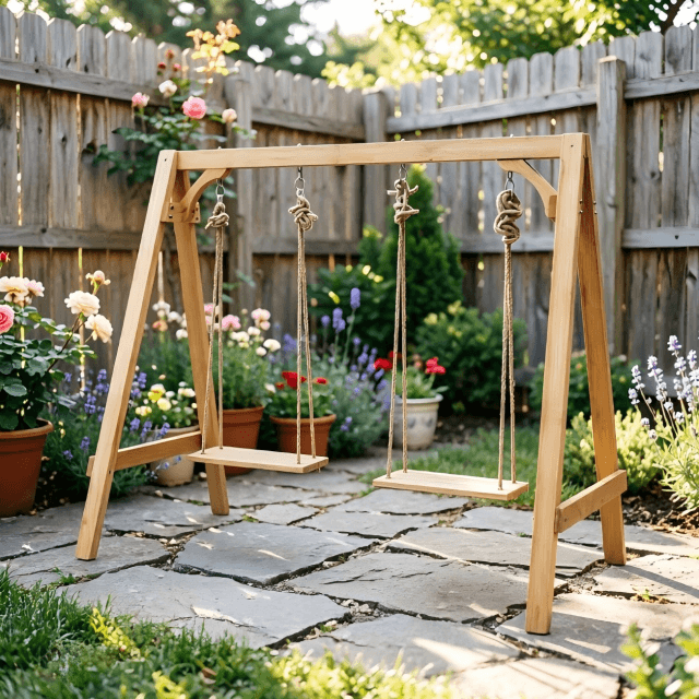 Wooden Swing Sets for Garden Backyard