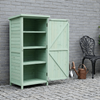 Solid Wood Garden Storage Cabinet - Outdoor Wooden Tool Shed with 4-Tier Shelves