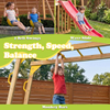 Large Wooden Swing Set Playground with Playhouse Slide Monkey Bars & Climbing Ladder – Kids Outdoor Adventure Playhouse