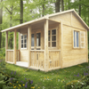 Heavy-Duty Wooden Garden House Cabin with Porch | Outdoor Tool House Storage Shed & Timber Workshop
